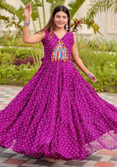 Purple Embroidered Georgette Gown