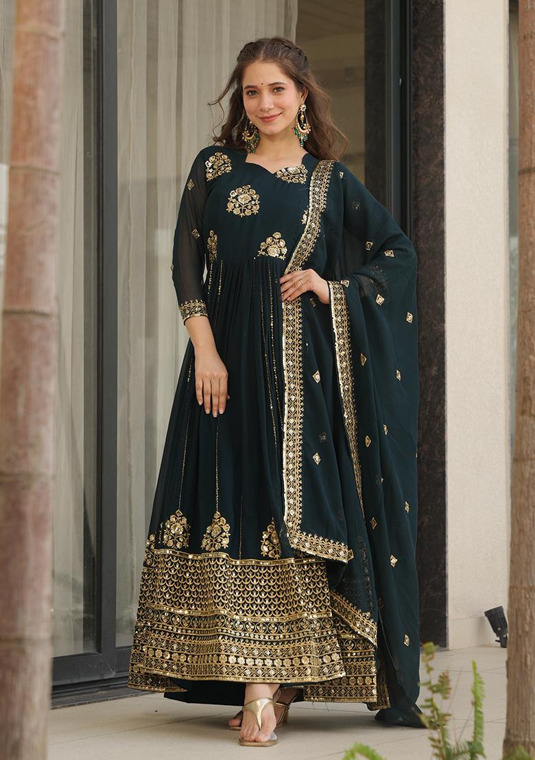 Rama Embroidered Silk / Georgette Gown