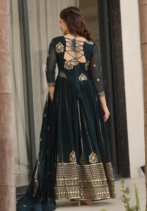 Rama Embroidered Silk / Georgette Gown