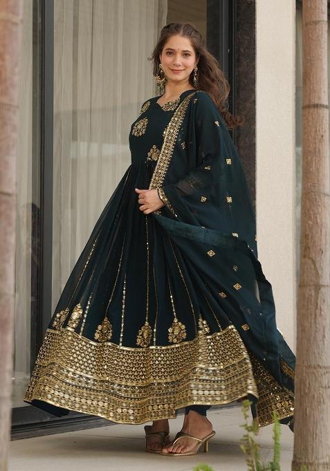 Rama Embroidered Silk / Georgette Gown