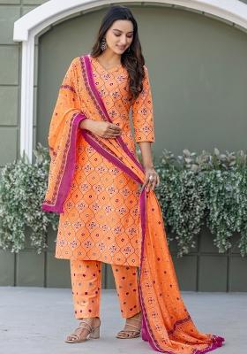 Coral Printed Poly Cotton Kurta Set