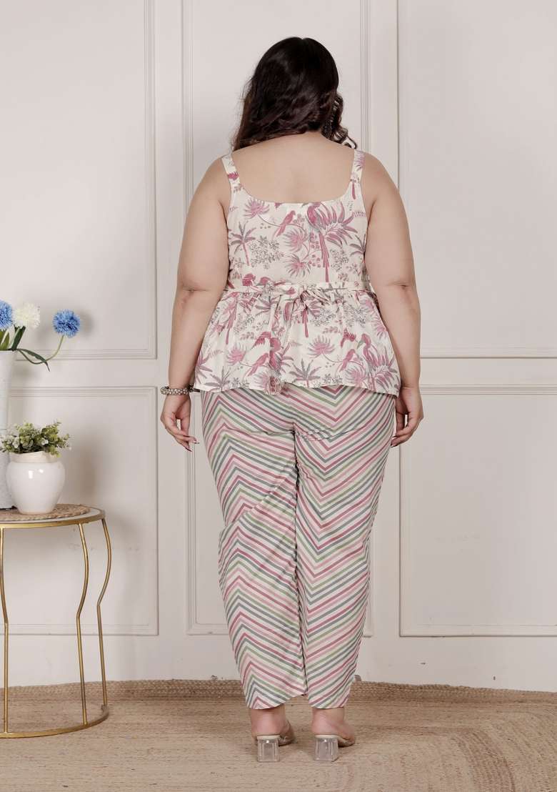 Pink Floral Print Cotton Co Ord Set - Indya