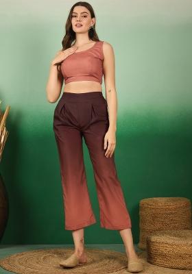 Coffee Embroidered Rayon Co Ord Sets