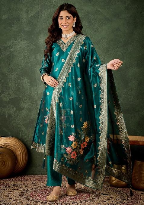 Rama Organza Meenakari&nbsp; Silk Organza Kurta Set