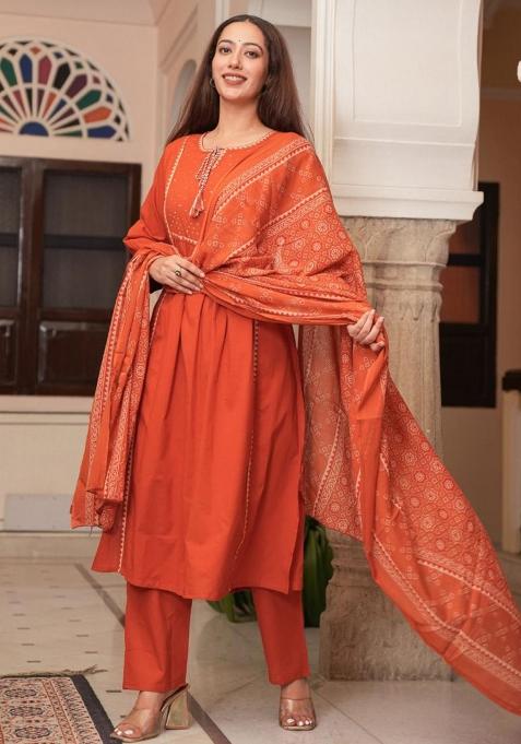 Multicolor Hand  Dori Work  Cotton Kurta Set