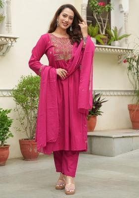 Multicolor Embriodery  And Mirror Work  Cotton Kurta Set