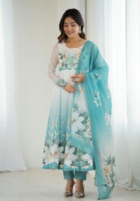 Offwhite Printeded Organza Kurta set