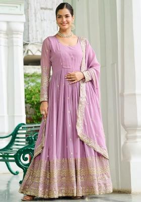 Lavender Embroidered Georgette Gowns