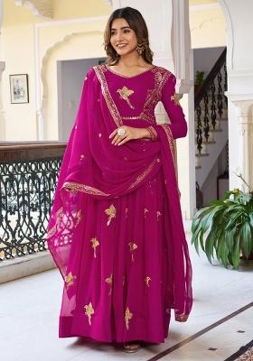 Pink Embroidered Georgette Gowns