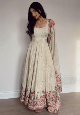 Off White Solid Blended Kurta Set