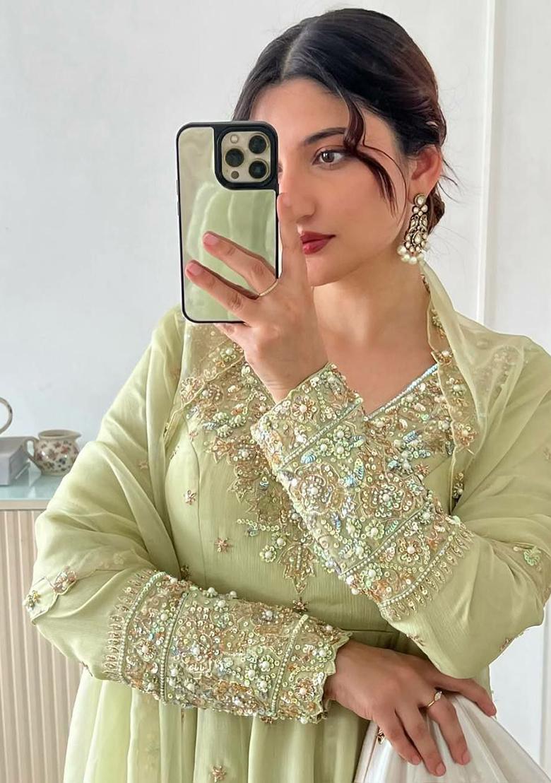 Yellow Embroidery Blended Kurta Set - Indya