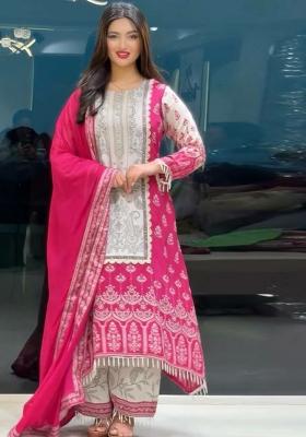Pink Embroidery Blended Kurta Set