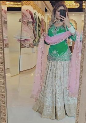 Red Embroidery Blended Kurta Set