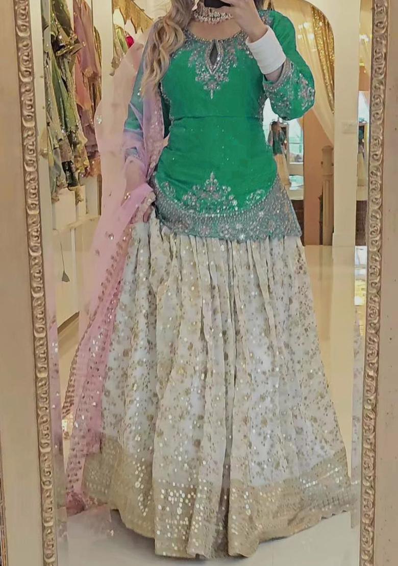 Red Embroidery Blended Kurta Set - Indya