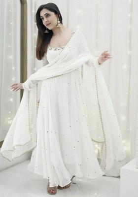 White Solid Blended Kurta Set