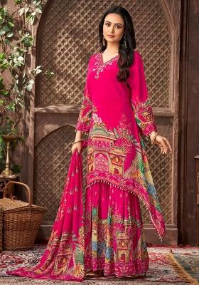 Black Printed Blended Kurta Set