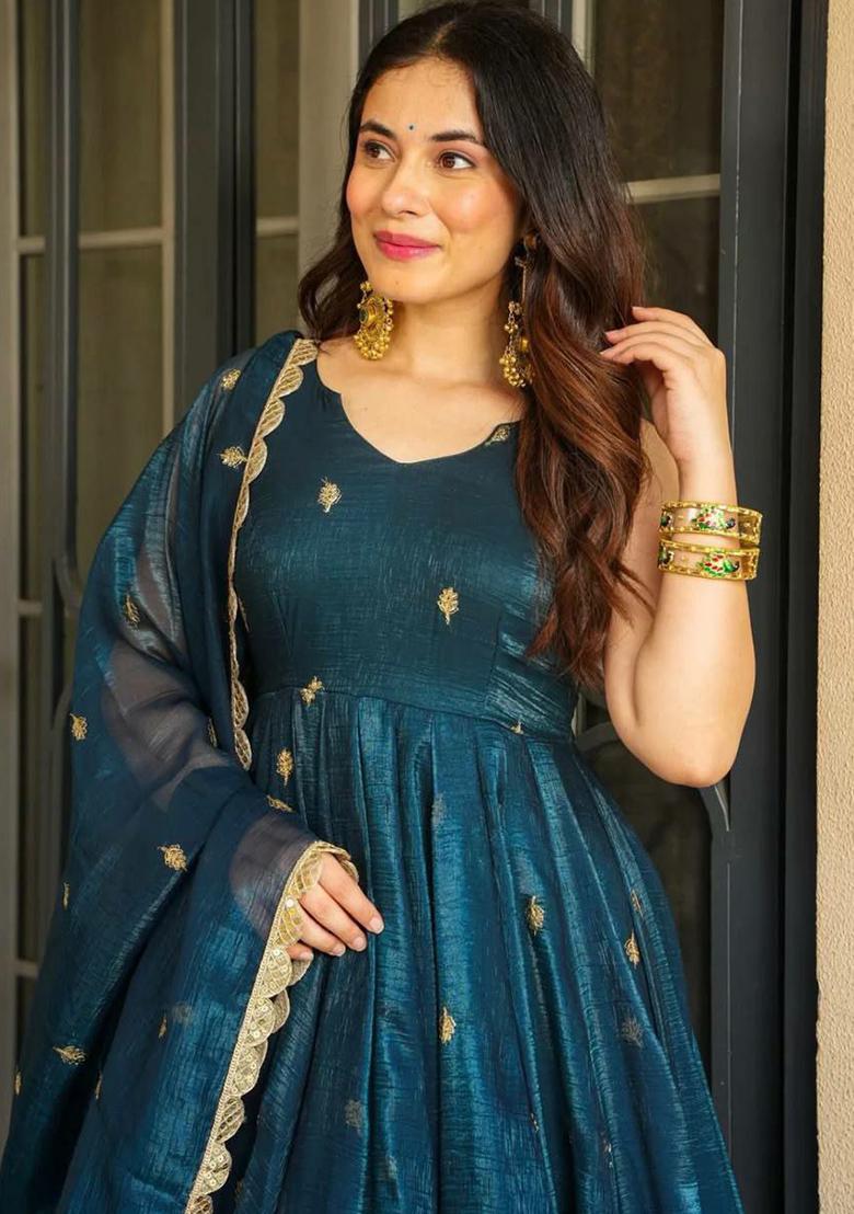 Maroon Embroidery Blended Kurta Set - Indya