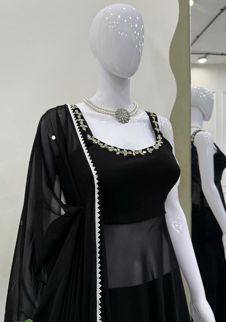 Black Solid Blended Kurta Set - Indya