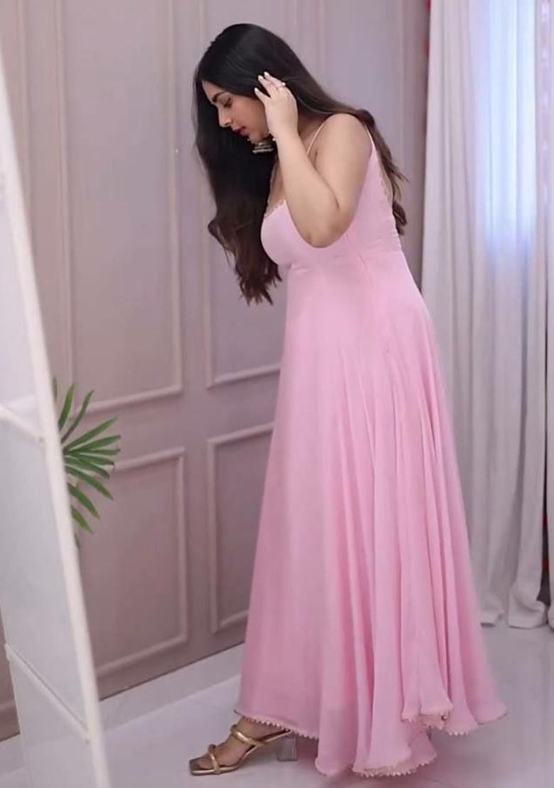 Pink Solid Blended Kurta Set - Indya