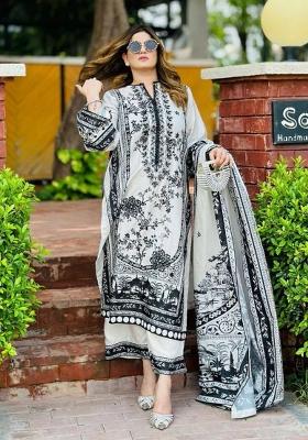 White Embroidery Blended Kurta Set