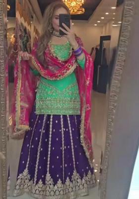 Blue Embroidery Blended Kurta Set