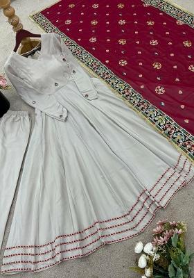 Beige Solid Blended Kurta Set