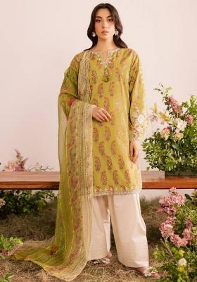 Yellow Embroidery Blended Kurta Set