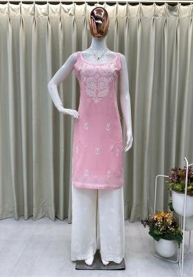 Yellow Embroidery Blended Kurta Set