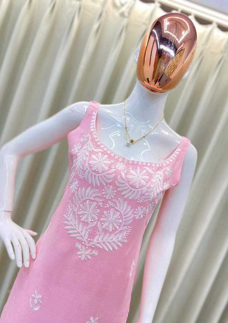 Yellow Embroidery Blended Kurta Set - Indya