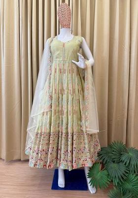 Yellow Embroidery Blended Kurta Set