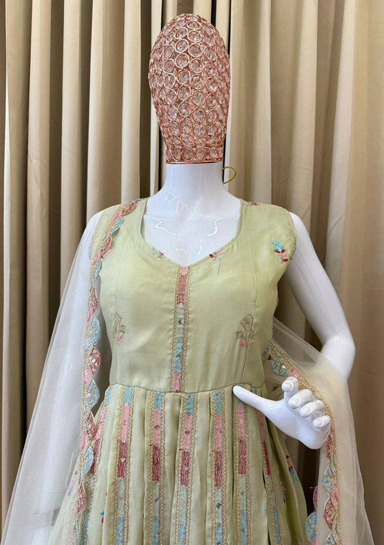 Yellow Embroidery Blended Kurta Set - Indya