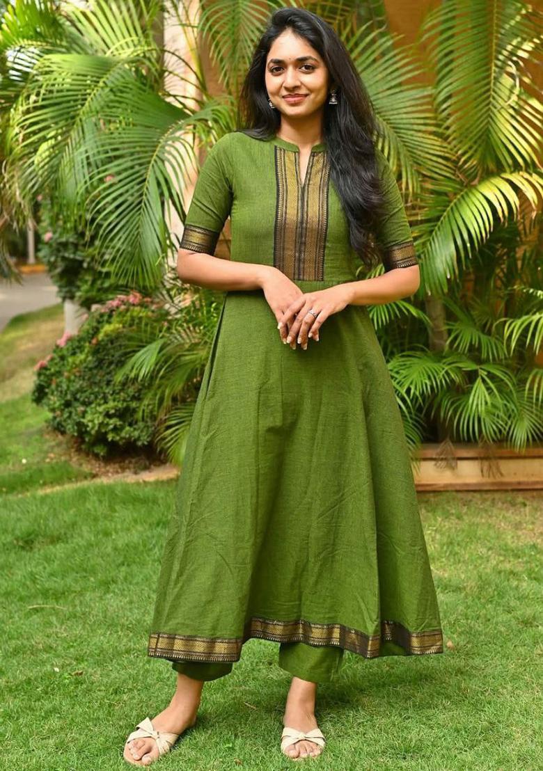Green Printed Blended Kurti