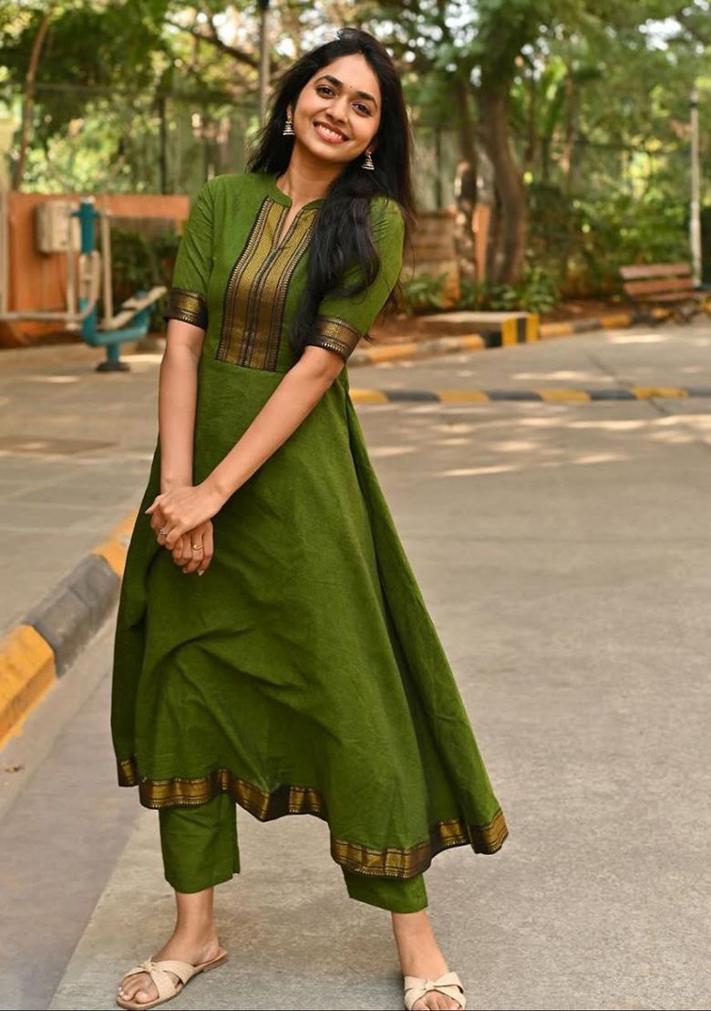 Green Printed Blended Kurti