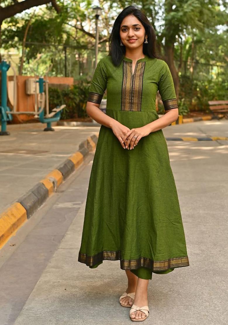 Green Printed Blended Kurti
