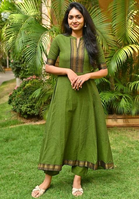 Green Printed Blended Kurti