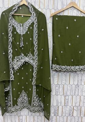 Multicolour Embroidery Sequence Faux Georgette Palazzo Set