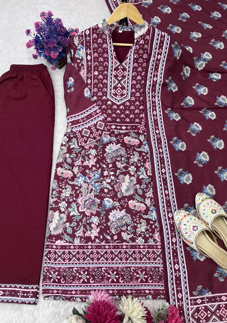 Multicolour Embroidery Sequence Crep Palazzo Set - Indya