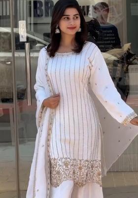 Multicolour Embroidery Sequence Faux Georgette Palazzo Set