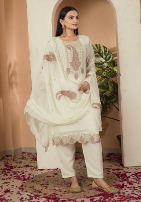 Multicolour Embroidery Sequence Faux Georgette Kurta Set