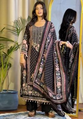 Multicolour Embroidery Sequence Maslin Kurta Set