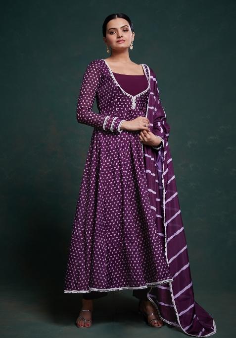 Wine Embroidered Blended Gown