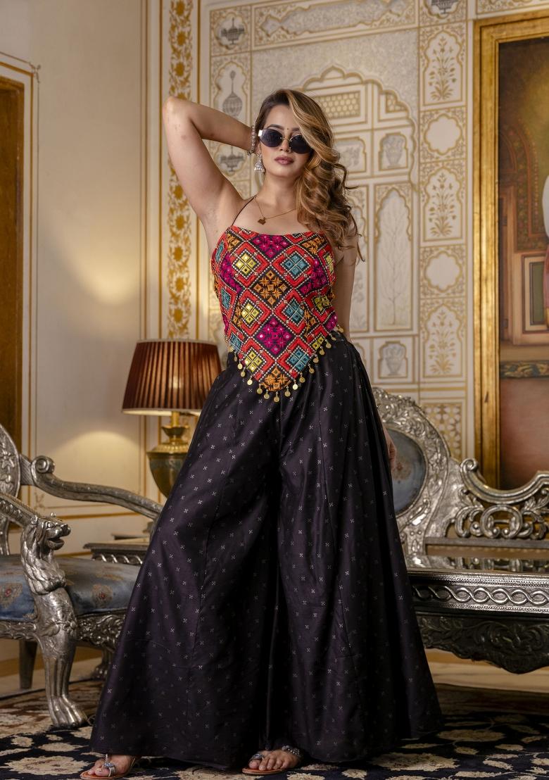 Multicolor Embroidered Blended Fusion Set - Indya