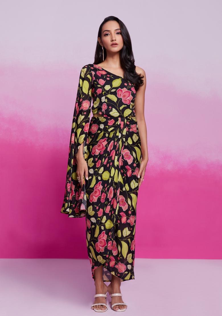 Black Embroidered Blended Co Ord Set