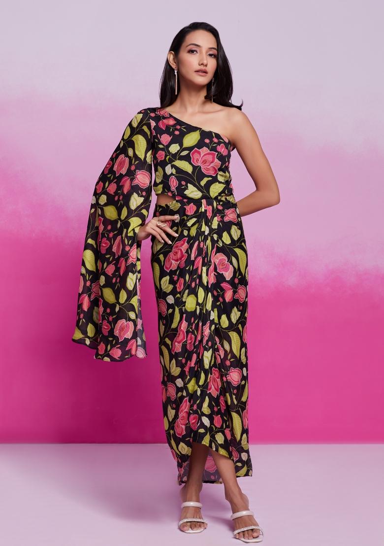 Black Embroidered Blended Co Ord Set