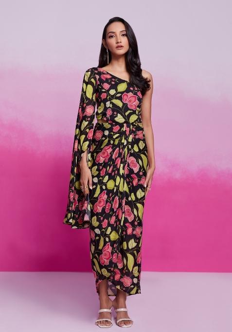 Black Embroidered Blended Co Ord Set