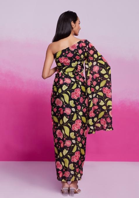 Black Embroidered Blended Co Ord Set