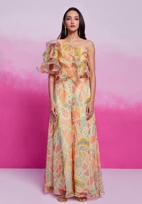 Cream Embroidered Blended Fusion Set