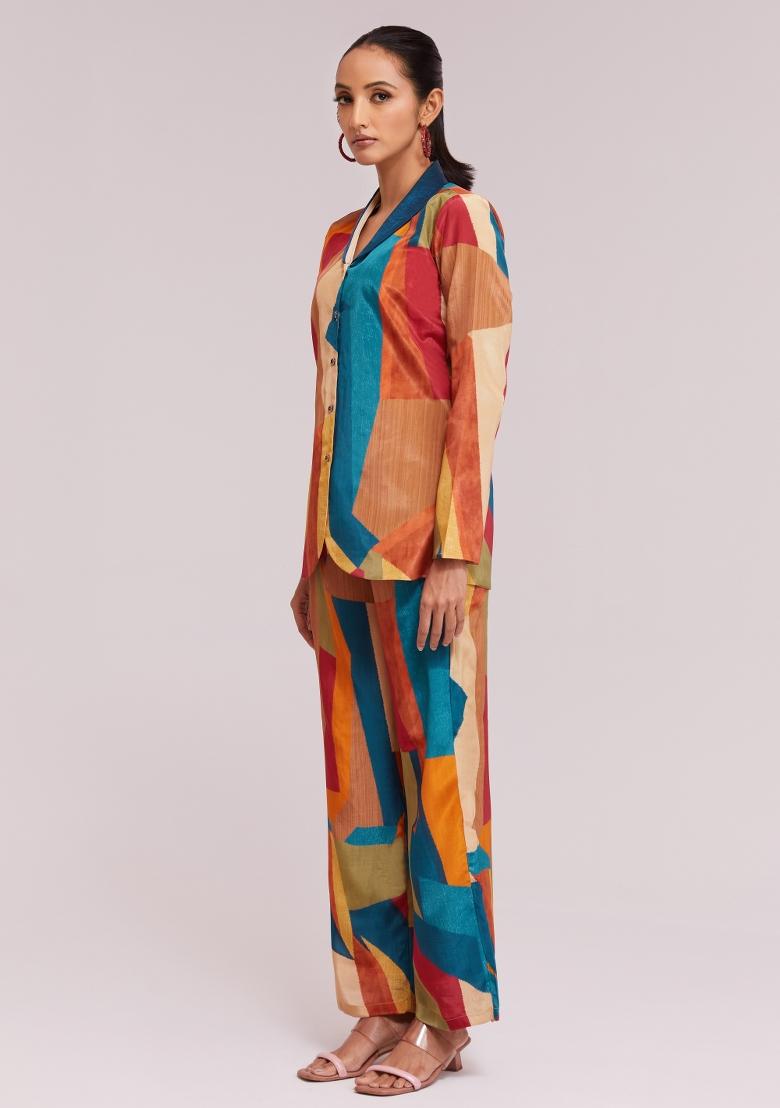 Multicolor Embroidered Blended Fusion Set - Indya