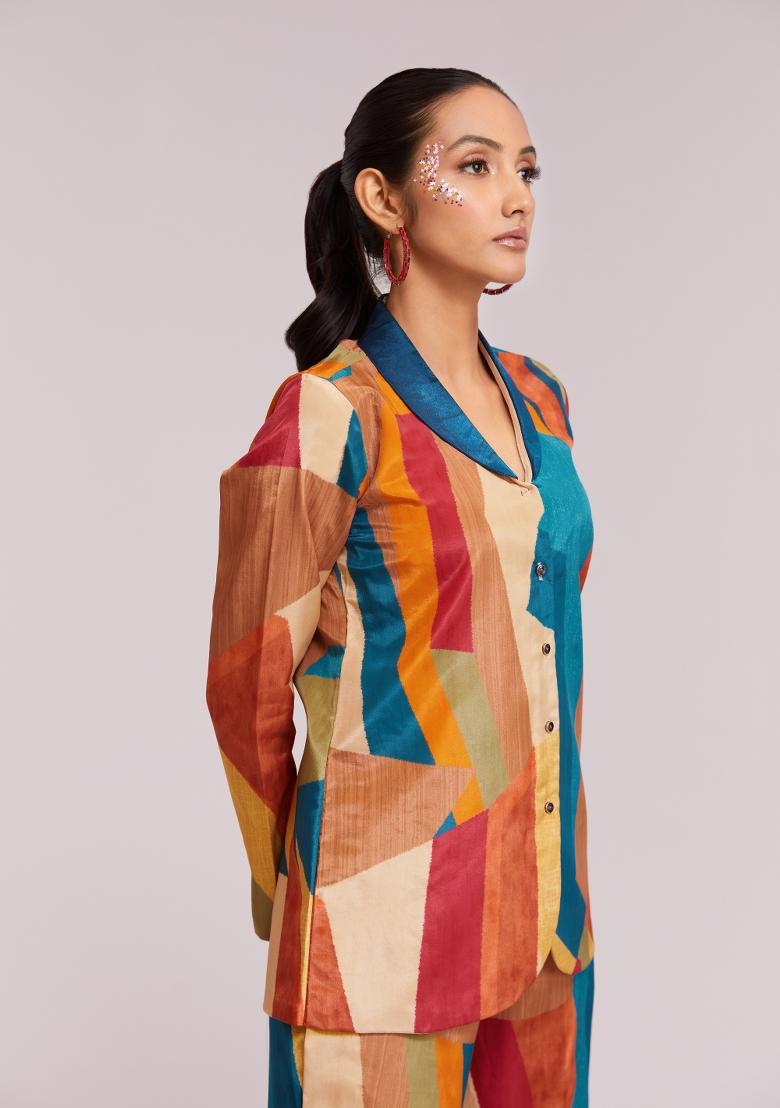 Multicolor Embroidered Blended Fusion Set - Indya
