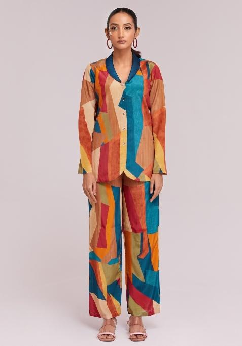 Multicolor Embroidered Blended Fusion Set